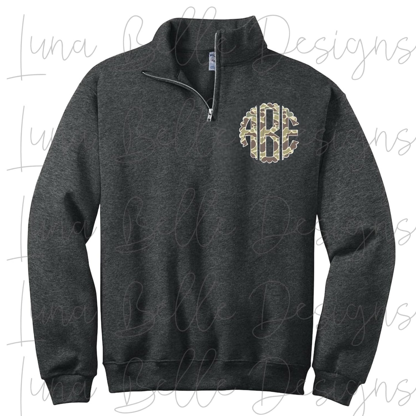 Quarter zip pullover with monogram light duck camo