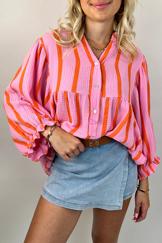 striped balloon blouse